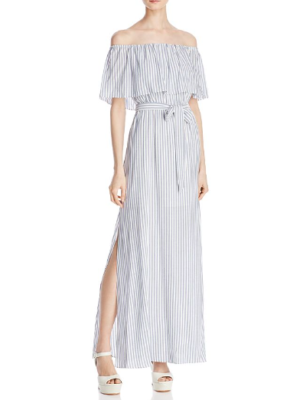 alice and olivia blue and white striped dress The Alice + Olivia Striped Gown You Need to Own