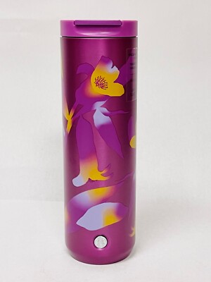 Starbucks Pink Purple Floral Vacuum Insulated Tumbler 16 OZ Flip