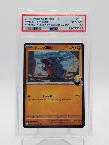 CYNTHIA'S GIBLE 2025 POKEMON DESTINED RIVALS #102/182 PSA 10 Q3963