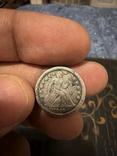 1856 P Seated Liberty Dime 10C cents Coin Silver, Small Date