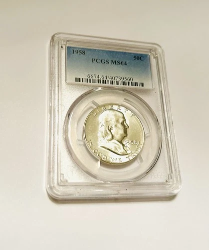 1958 Franklin Half Dollar 50¢ – PCGS MS64 – U.S. Silver Coin