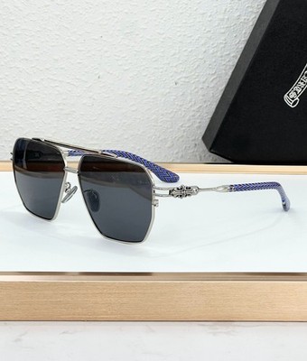 Chrome Hearts RIPPING Navigator Sunglasses Silver Frame Chevron Temples New