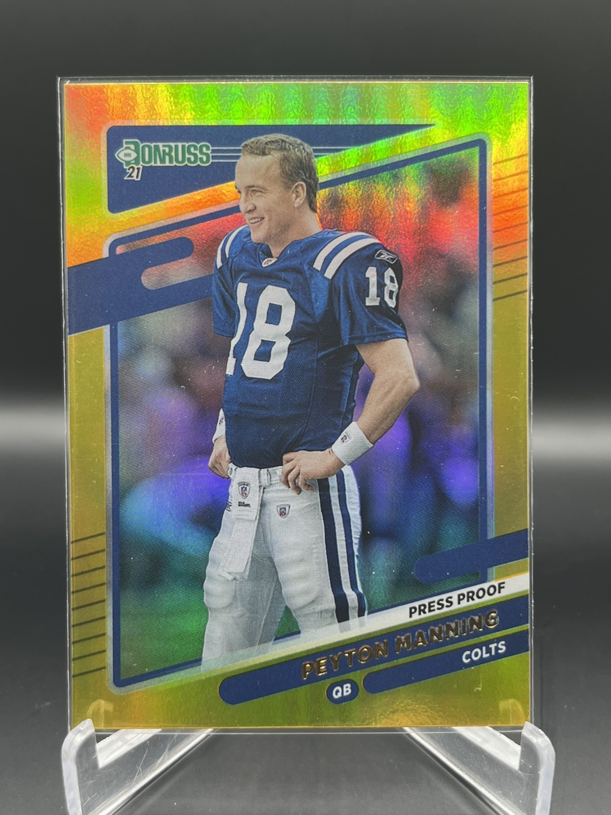 2021 Panini Donruss Peyton Manning Gold Press Proof #148 Variation SP Colts