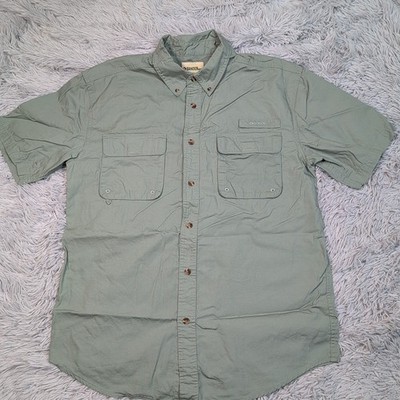 Gander Mountain Shirt Mens S Green Safari Button Up Pockets Fishing Vented
