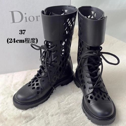 Bottes Christian Dior grade cuir noir boucle 24Cm
