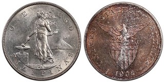 1904 S Choice BU Details US Philippines Peso Colorful Toned Rev Start 99c NR!