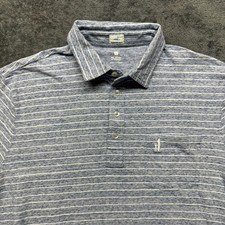 Johnnie O Polo Shirt Men Large Blue Short Sleeve Striped Stretch Golf Hangin Out