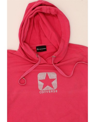 CONVERSE Womens Graphic Hoodie Jumper UK 14 Large Pink Cotton AE26 - Picture 3 of 3