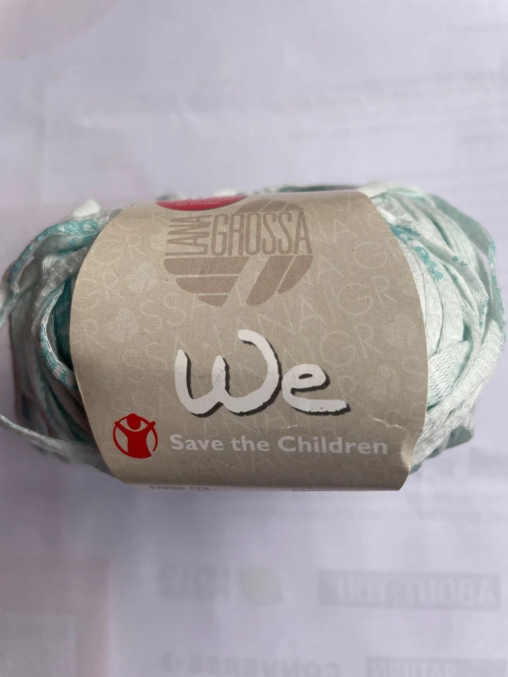1 x 50g  Lana Grossa  We save the children Baumwolle Bändchengarn hellblau 75m - Bild 2 von 2