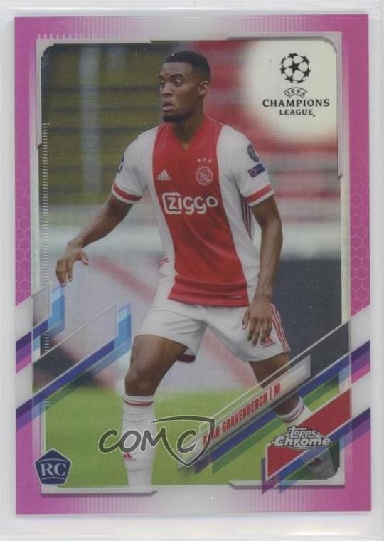 2020 Topps Chrome UCL Pink Refractor 166/175 Ryan Gravenberch #98 Rookie RC 03ys