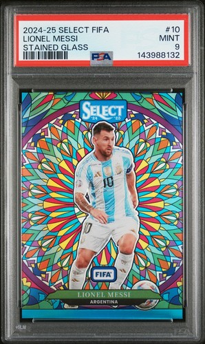 2024-25 Panini Select FIFA LIONEL MESSI Argentina Stained Glass SSP PSA 9