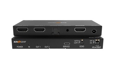 BZBGEAR 1x2 4K UHD HDMI Splitter with Downscaler/Digital and Analog Audio Output