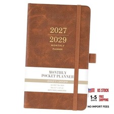 2027-2029 Monthly Pocket Planner - JAN 2027 - DEC 2029, 3 Year Calendar, brown