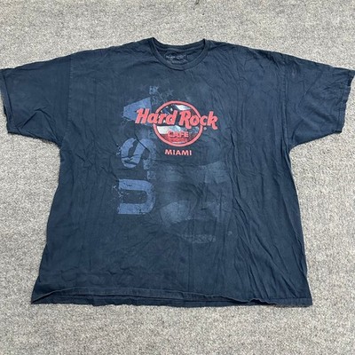 Hard Rock Cafe T-Shirt Mens Size 3XL Navy Blue Graphic Miami USA Cotton Tee