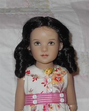 WEE 3 VERA Doll Wig SIZE 6-7.5 DARK BROWN Sausage Curls No Bangs Seam Part NWT