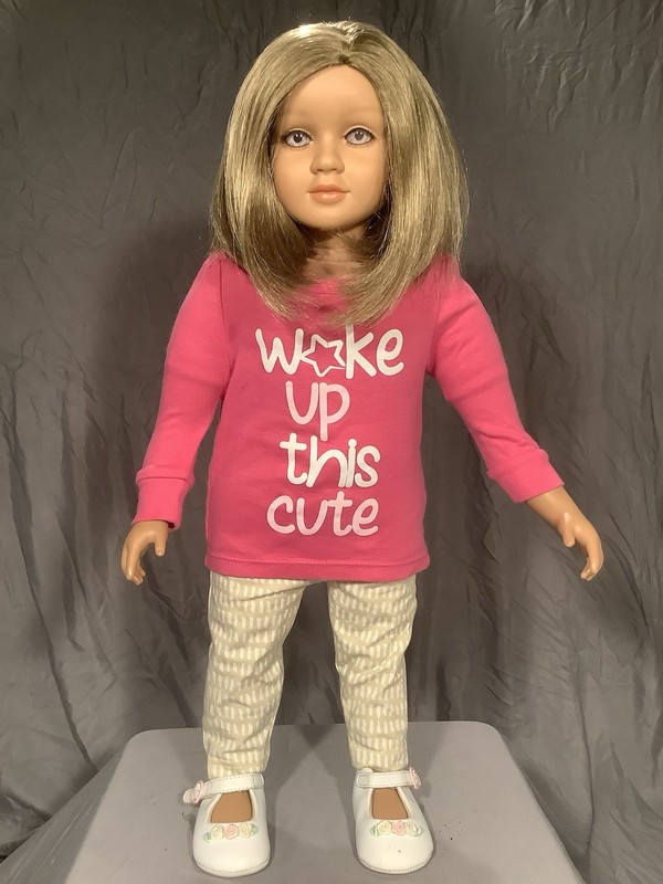 Cute 23” My Twinn girl doll, posable limbs, blue-grey eyes, dark blonde hair VGC