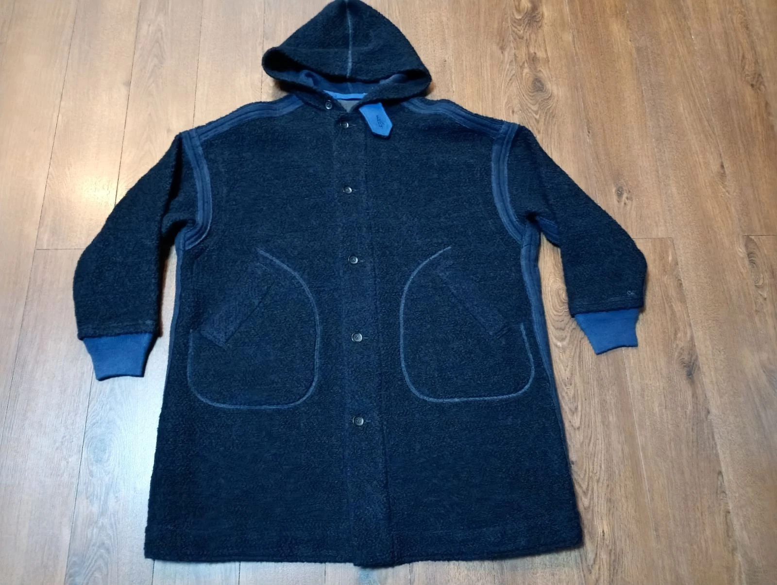 45R by 45RPM BOA FLEECE HOODED COTTON & WOOL NAVY BLUE COAT #7112065 - SIZE 1 image 1
