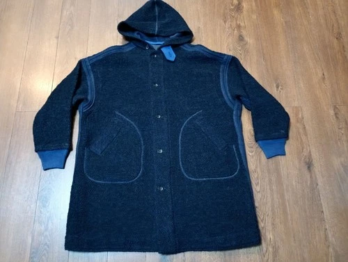 45R by 45RPM BOA FLEECE HOODED COTTON & WOOL NAVY BLUE COAT #7112065 - SIZE 1 - product listing photo