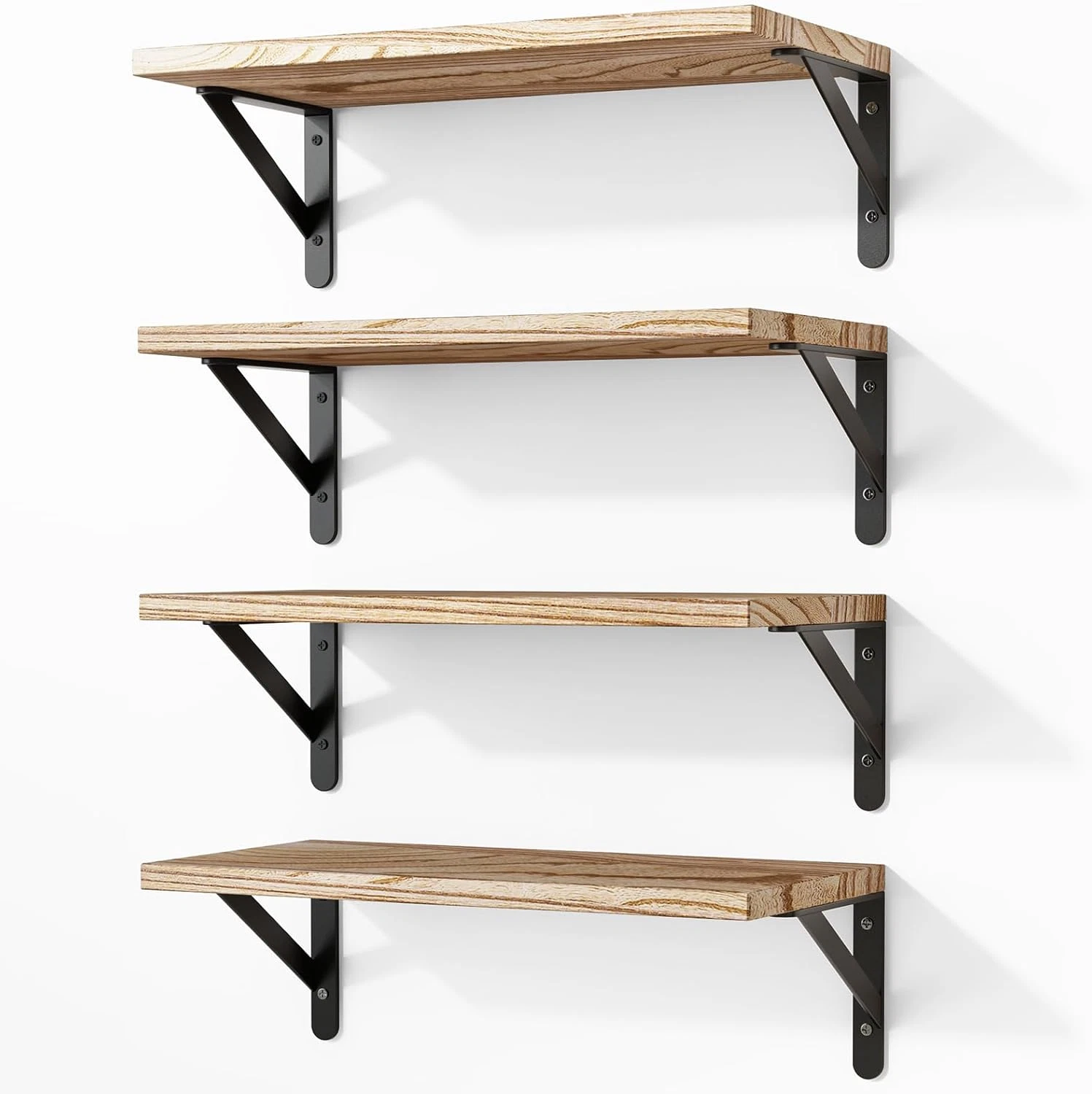 Fixwal Floating Shelves for Wall, Wood Wall Mounted Shelves for Bedroom, Bathroo