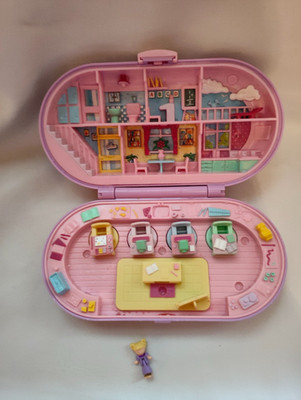 Polly Pocket Bluebird 1992 Schule Stempel Dose lila 1 Figur Figuren 