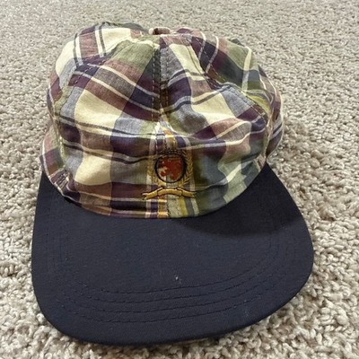 Vintage Tommy Hilfiger USA Crest Plaid Snapback Hat 90s Spellout Flag Cap