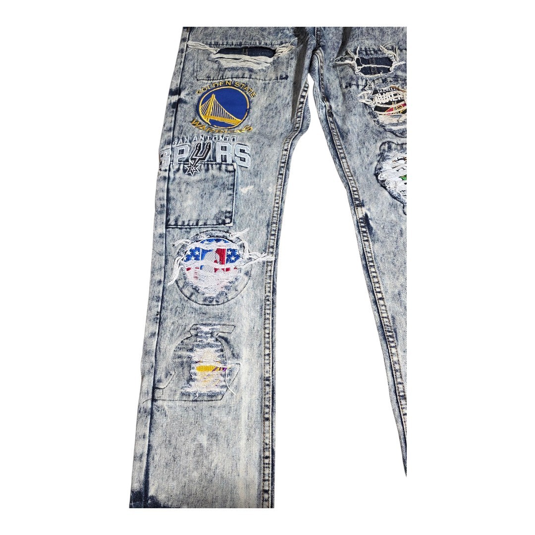 NBA Heritage America UNK Patchwork Distressed Jea… - image 7