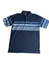Lada Premium Men's Polo Rugby Preppy Shirt Striped Navy Blue Size XXL