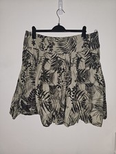 Image of New Size 18 M&Co Khaki Green Floral Leaf Print A Line Skirt 100% Cotton