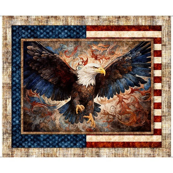 QUILTING TREASURES 1776 USA EAGLE PATRIOTIC FABRIC PANEL BY QT QUILTS OF VALOR 35"X44"