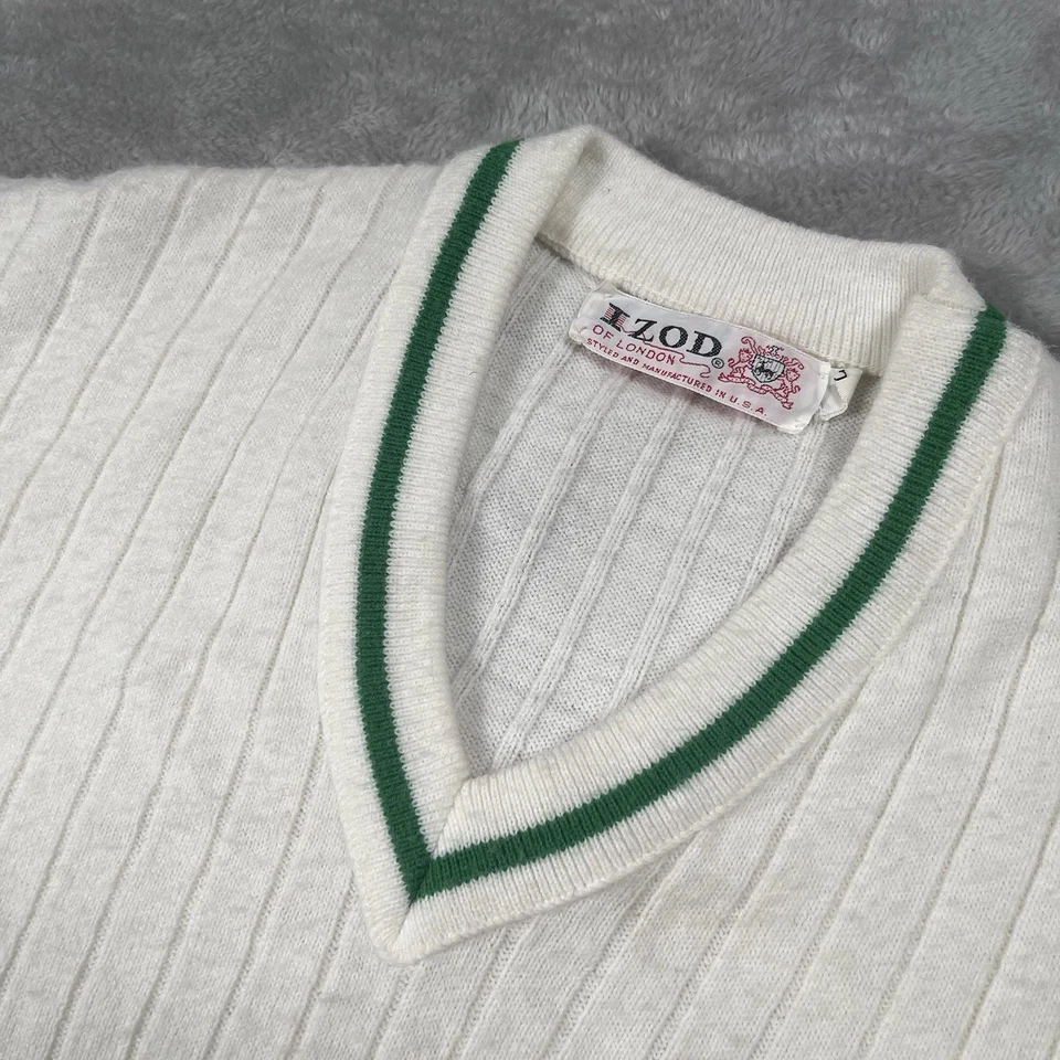 True Vintage 60s Izod of London Sweater Men XL Lacoste V-Neck Tennis Made in USA - Image 4 of 4