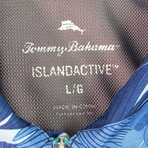 Tommy Bahama Mens Shirt Size Large Blue Floral S/S 1/4 Zip *Island Active* Beach - Picture 5 of 12