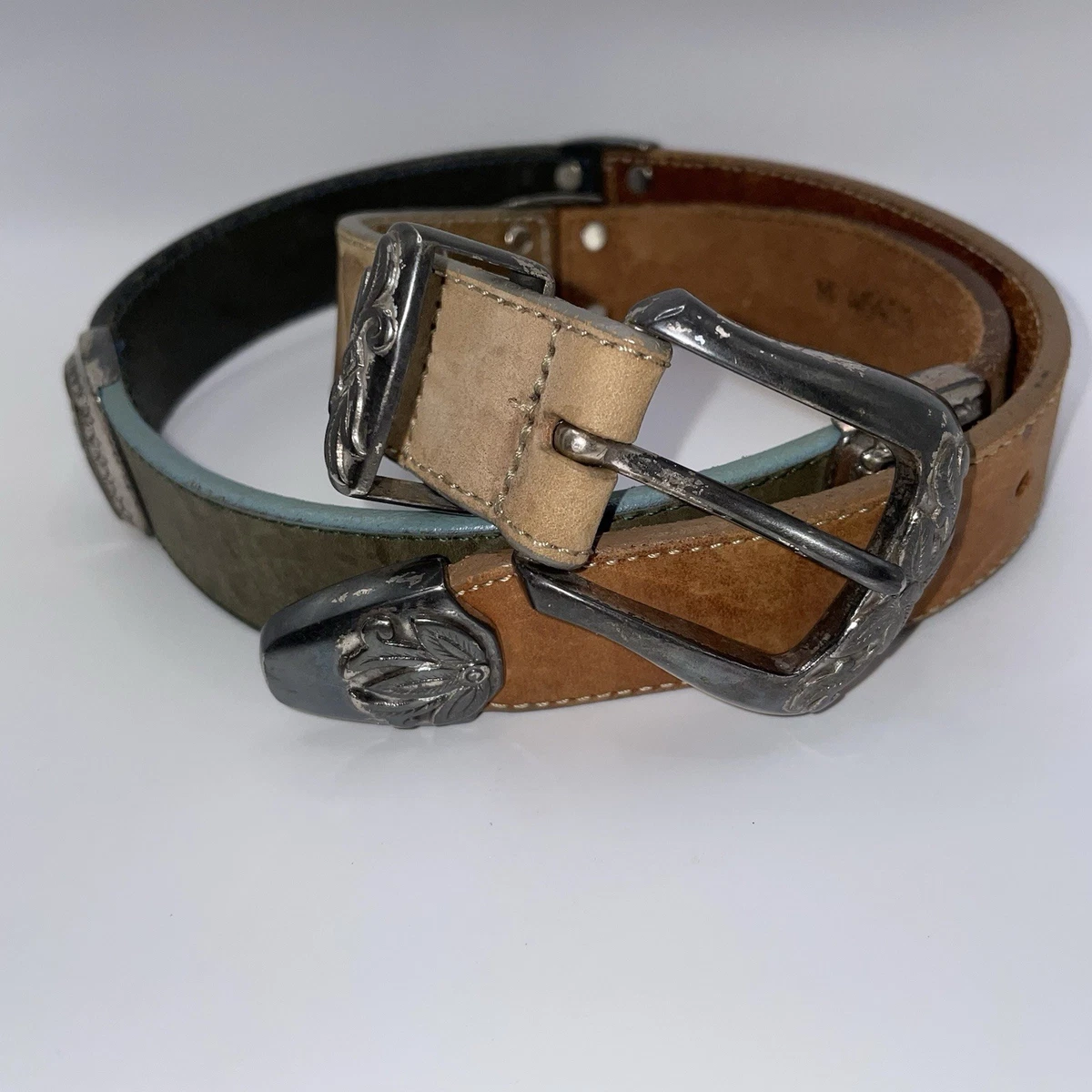 Vtg Brighton Leather Belt Reptile Embossed Western Concho Rodeo Cowgirl Size M Brighton Concho Belt - Etsy main image 4