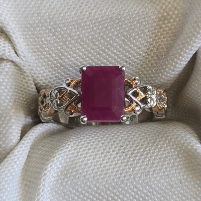 Sterling Silver Ring 4.4g Fine Jewelry Size 7 Unique Band Red Stone *READ*
