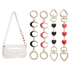 Bag Extender Chain, 4 Pcs Purse Strap Extenders Heart Moon Shape Black/Red
