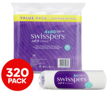 4x80pk Swisspers Make-Up Cotton Pads Soft Facial Cleansing Wipes Face Skin Care