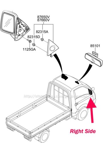 RIGHT Outside Rear View Mirror for 2005-2016 Hyundai H-100 Truck (Manual Fold) - Picture 2 of 3
