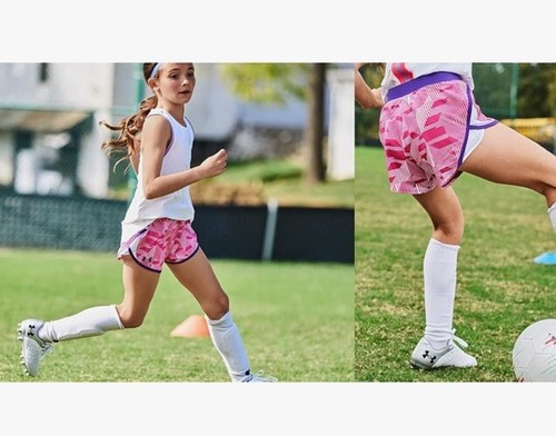 Under Armour Fly By athletic shorts NWT girls' M YMD pink white - Picture 4 of 9
