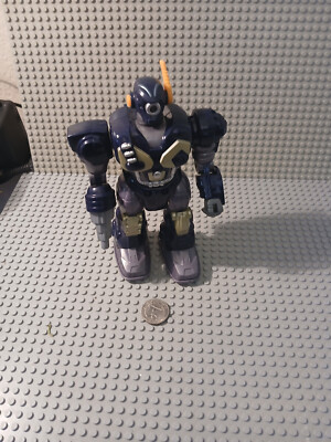 VTG Blue Hap-P-Kid Robot Figure walking Toy with Eye Light