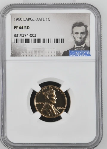 1960 Lincoln Cent 1C Large Date NGC PF64 RD