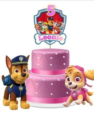 Paw Patrol Torte, Torten Topper Aufstecker, Personalisiert mit Namen und Alter,