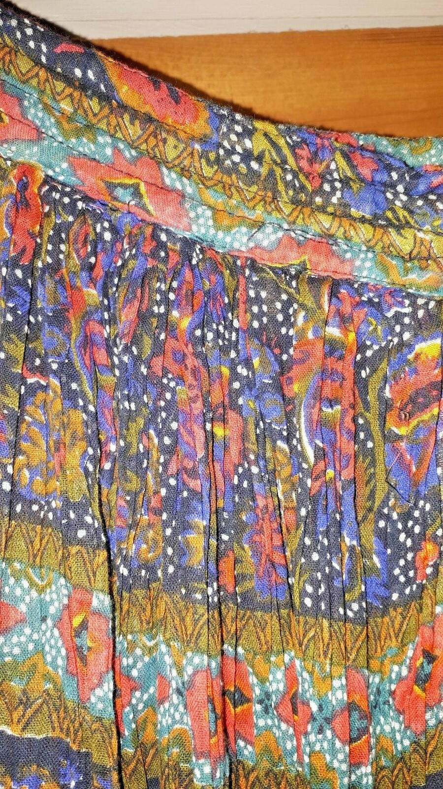 Beautiful vintage red blue ethnic crinkle cotton ethnic hippie boho gypsy skirt image 4