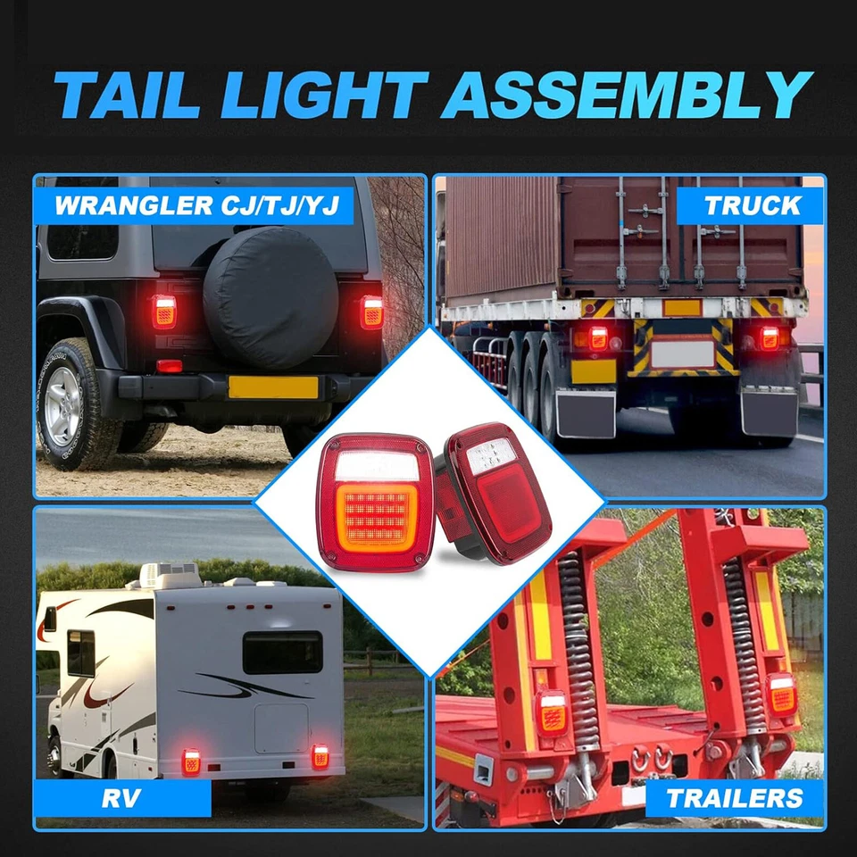 Luces traseras LED matrícula freno inverso para Jeep Wrangler TJ YJ CJ 1979-2006 Foto 3 de 4