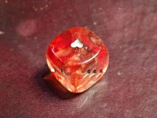 Heart Pips D6 (Six Sided) 16mm Die - Nebula Red Silver Luminary - RPG Tabletop