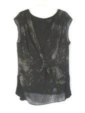 New H by Halston Printed Drape Shirt Sleeveless Sz 18 Black A280150 Women CB61W