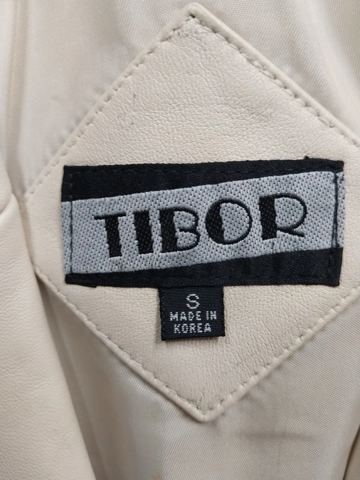 Chaqueta Blazer De Colección Tibor De Cuero Para Mujer Pequeña Tostada Marfil Suave Forrada 2 Botones Foto 3 de 4