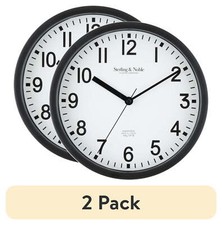 2 pack Basic Indoor 8.78" Black Analog Round Modern Wall Clock