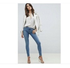 Womens Skinny Slim Blue Summer Jeans Tight Stretch Trousers Waist 24 Length 32