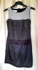 Donna Ricco Dress Black White Lace Shift Dress UK 6 Wedding Occasion Party VGC
