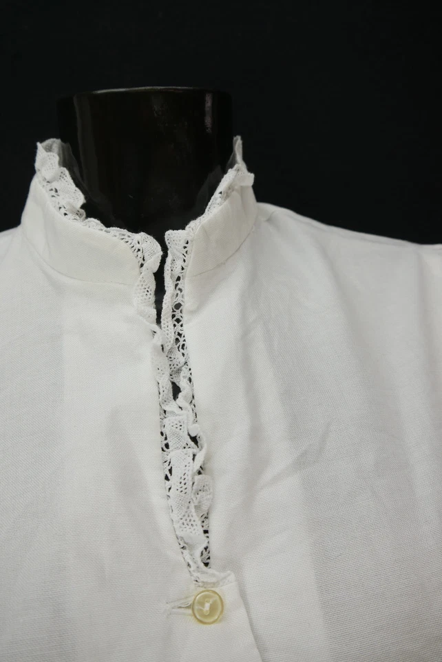 Gr.42 Dirndlbluse weiß Bluse für Dirndl Baumwolle mit Spitze B10479 - Bild 2 von 4