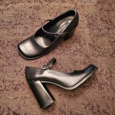 NEW Nine West Black Leather High Heel Mary Jane Pumps - 9